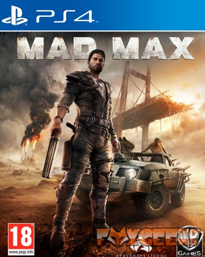 Capa do jogo PS4 Mad Max com personagem masculino, veículo blindado e cenário desértico