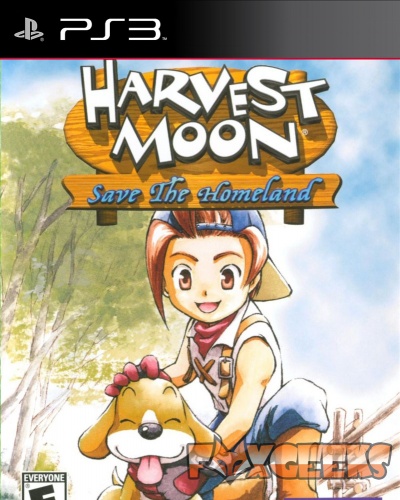 Capa do jogo Harvest Moon Save The Homeland para PS3 com personagem animado e cão