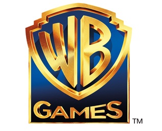 Logótipo WB Games azul e dourado em escudo