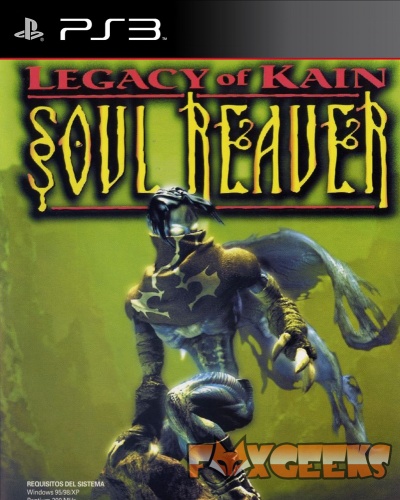 Capa de jogo PS3 Legacy of Kain Soul Reaver com personagem e textos coloridos
