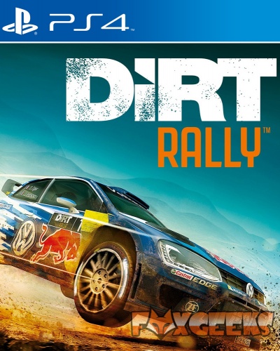 Capa do jogo DiRT Rally para PS4 com carro de rali em pista de terra