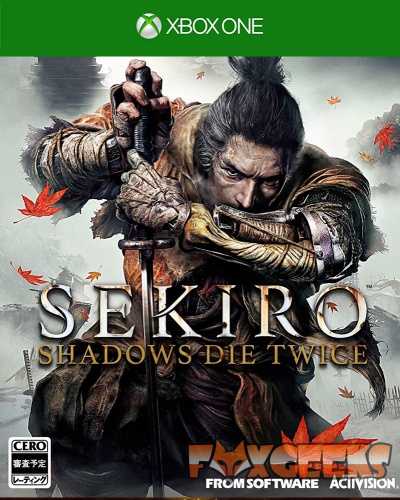 Capa do jogo Xbox One Sekiro Shadows Die Twice com samurai e folhas vermelhas