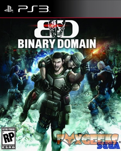 Capa do jogo BINARY DOMAIN para PS3 com soldados armados e fundo de batalha