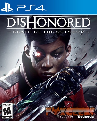 Capa do jogo Dishonored para PS4 com personagem e adaga