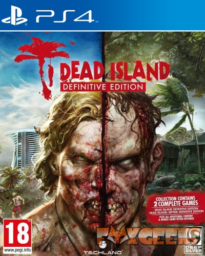 Capa do jogo Dead Island Definitive Edition para PS4 com rosto de zumbi e fundo de praia