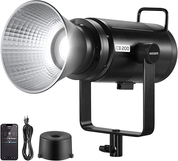 Neewer CB200 estúdio 210W 5600 K iluminação contínua LED Bowens CRI97+ Iluminação de estúdio fotográfico profissional preta com reflector metálico e acessórios