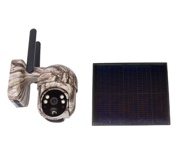 Câmara PNI IP752-S vigilância solar 4G rotativa camuflada exterior 360º Câmara de vigilância exterior camuflada e painel solar preto