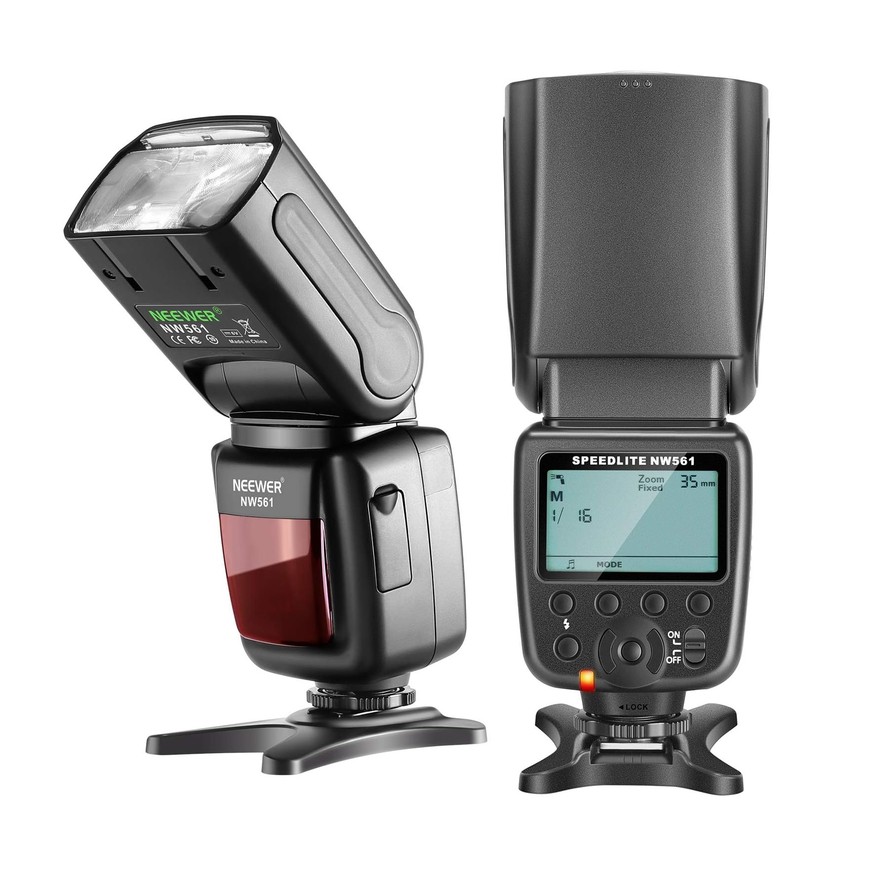 Flash compativel Nikon, Canon, Panasonic, Sony, Fujifilm, Olympus Dois flashes fotográficos Neewer NW561 com visor digital e botões de controle