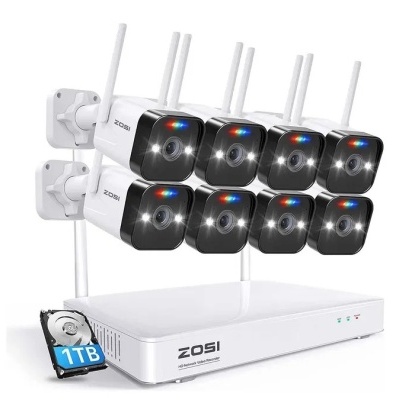 Kit de câmaras de videovigilância ZOSI com oito câmaras, gravador digital e disco rígido 1TB