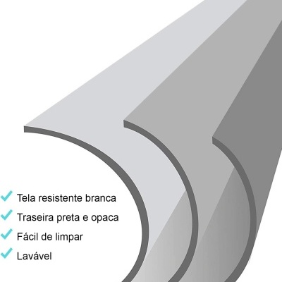 Imagem de tecido em três tons com texto descritivo em português