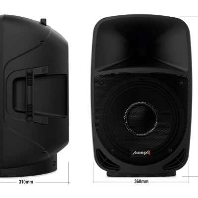 Coluna de som preta Audasy com dimensões