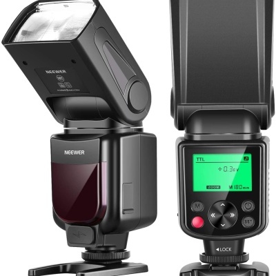 Flash fotográfico profissional NEEWER com painel LCD e controles