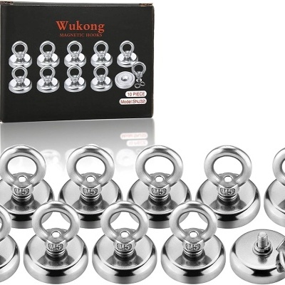 Conjunto de 10 ímanes magnéticos Wukong em metal prateado com anel, e caixa preta da marca