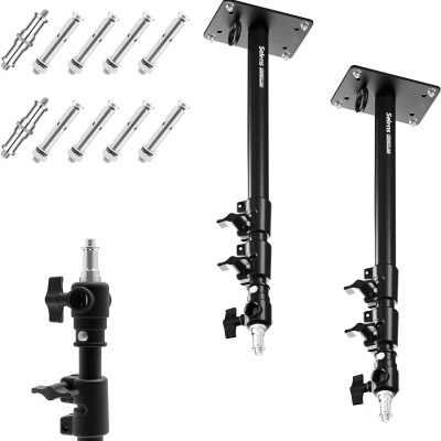 Suportes de teto pretos para iluminação com parafusos de fixação prateados