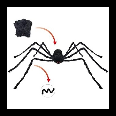 Aranha preta felpuda de Halloween com pernas articuladas