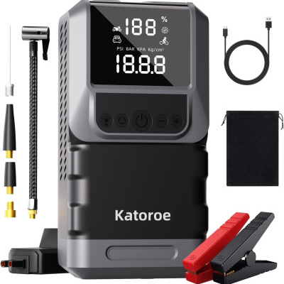 Compressor portátil Katoroe com ecrã digital e acessórios