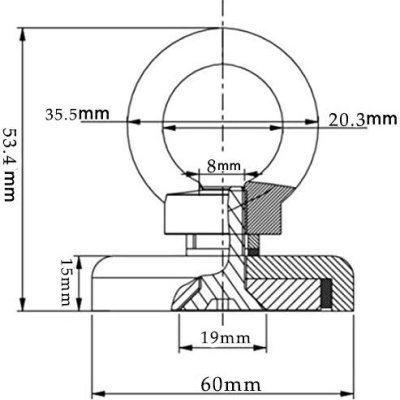 desenho técnico de peça metálica circular com medidas em mm