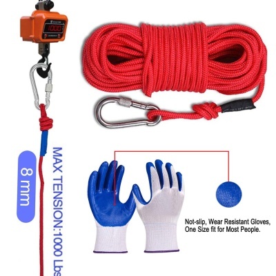 Conjunto de corda, luvas e balança digital para medição de tensão