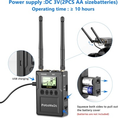 Dispositivo eletrónico FotoWelt preto com duas antenas e ecrã LCD