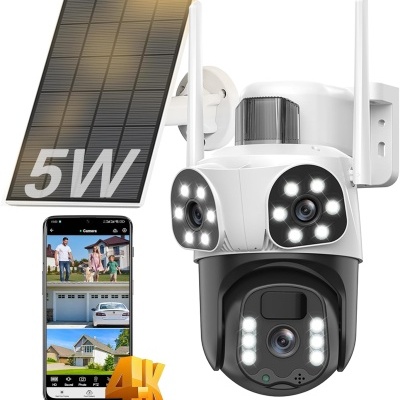 Câmara de segurança com painel solar 5W e aplicação móvel 4K