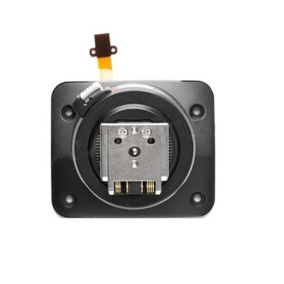 Componente electrónico preto e cinza com conector flexível amarelo e preto.