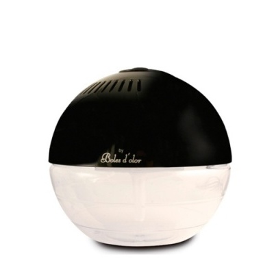 Recipiente redondo transparente com tampa preta fosca com texto 'by Bolas d olor'