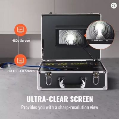 Monitor LCD com câmara para inspeção de tubos numa mala preta rígida