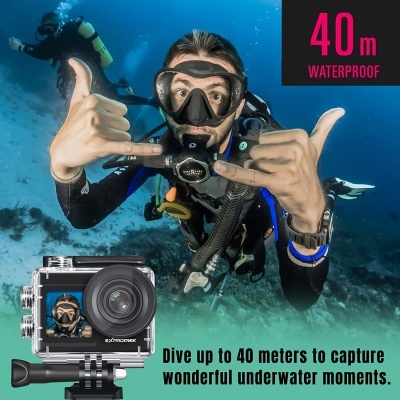 Máquina fotográfica de mergulho compacta em caixa impermeável com aviso 40m waterproof