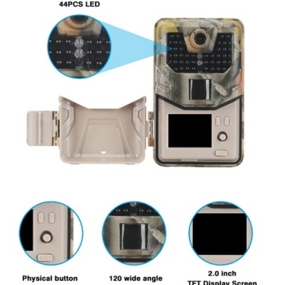 Câmara de caça camuflada com ecrã TFT e LEDs