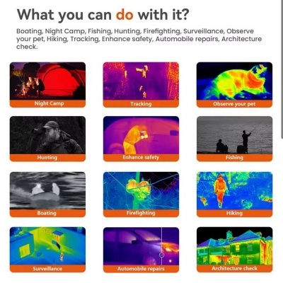 Diferentes usos de uma câmara térmica em várias situações exteriores e interiores