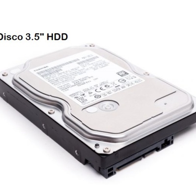Disco rígido 3.5 polegadas com etiqueta branca e texto 'Disco 3.5