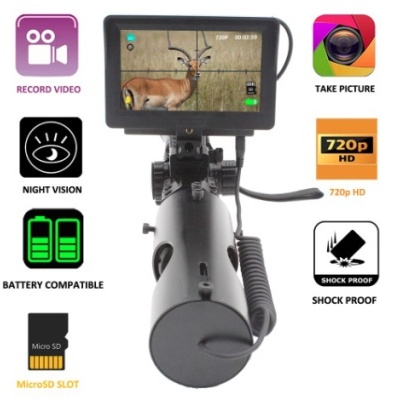 Dispositivo eletrônico preto com ecrã digital e ícones de funções visíveis