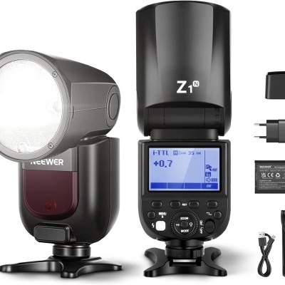 Flash de câmera Neewer Z1 com acessórios