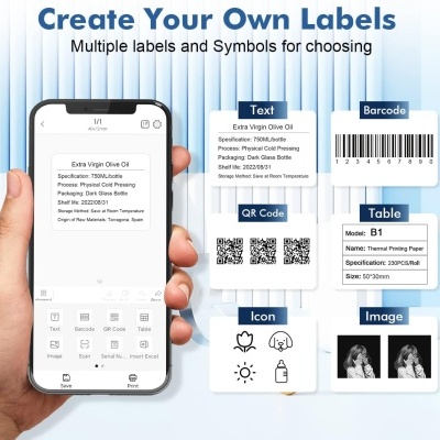 Aplicação de criação de etiquetas para etiquetas personalizadas em smartphone