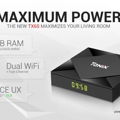 Receptor multimédia TONIX preto com ecrã digital e antena WiFi