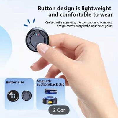 Botão redondo preto compacto com indicadores coloridos e ventosa magnética