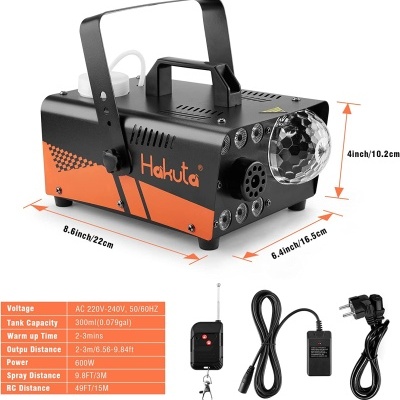 Máquina de bolhas preta e laranja Hakuta com comando e acessórios