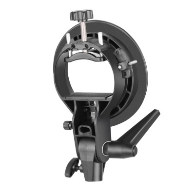 Suporte para iluminação plástico e metal preto com parafuso de aperto