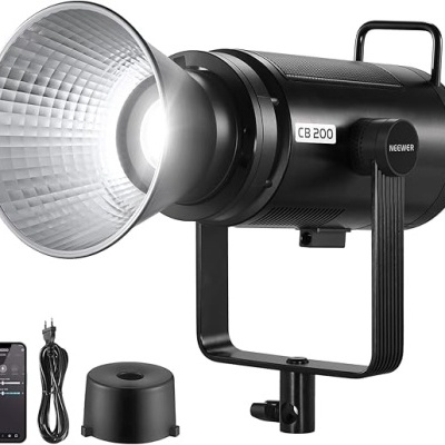 Iluminação de estúdio fotográfico profissional preta com reflector metálico e acessórios