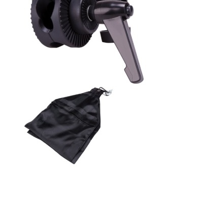 Peça plástica preta com alavanca e bolsa de tecido preta