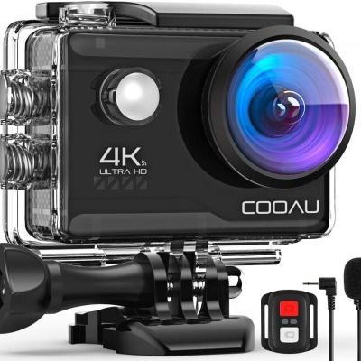 Câmara de ação COOAÙ 4K Ultra HD com acessórios