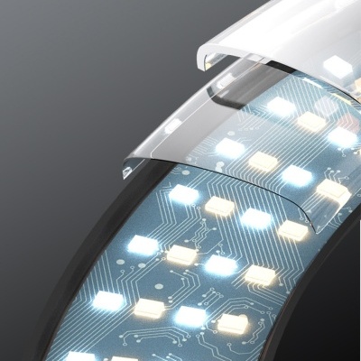 Faixa de luz LED com matriz de pontos em circuito eletrônico