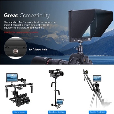 Monitor de câmara com suporte e parafuso 1/4