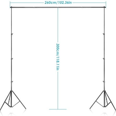 Estrutura metálica preta para suporte de fundo fotográfico