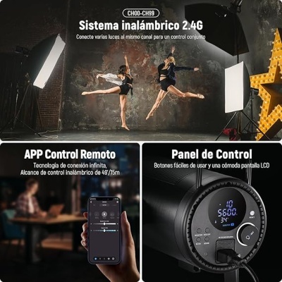 Sistema de iluminação sem fios 2.4G com painel de controlo e app móvel