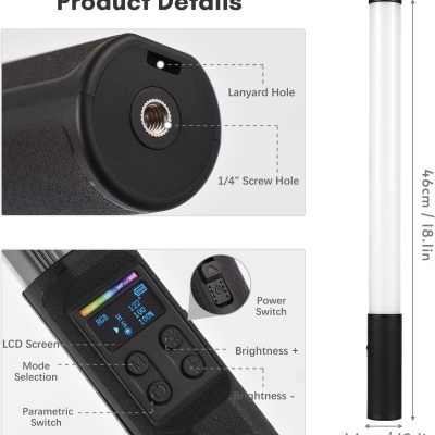 Lâmpada LED portátil com controlo LCD e ajustes de brilho