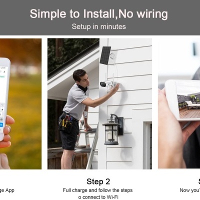 Passos para instalar e usar câmara de segurança sem fios com aplicação no telemóvel.
