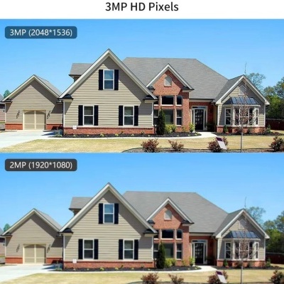 Comparação de qualidade de imagem entre 3MP e 2MP de uma casa