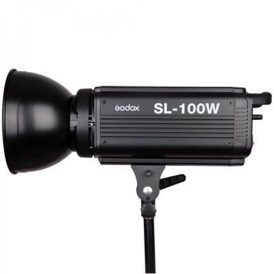 Luz de estúdio preta Godox SL-100W com refletor e suporte