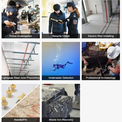 Montagem de nove fotos mostrando diferentes usos de equipamentos em contextos profissionais diversos